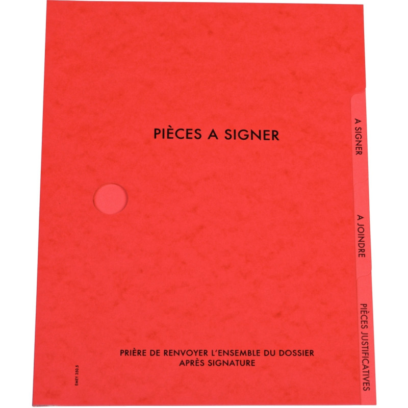 Carton de 25 parapheurs 3 compartiments, rouge