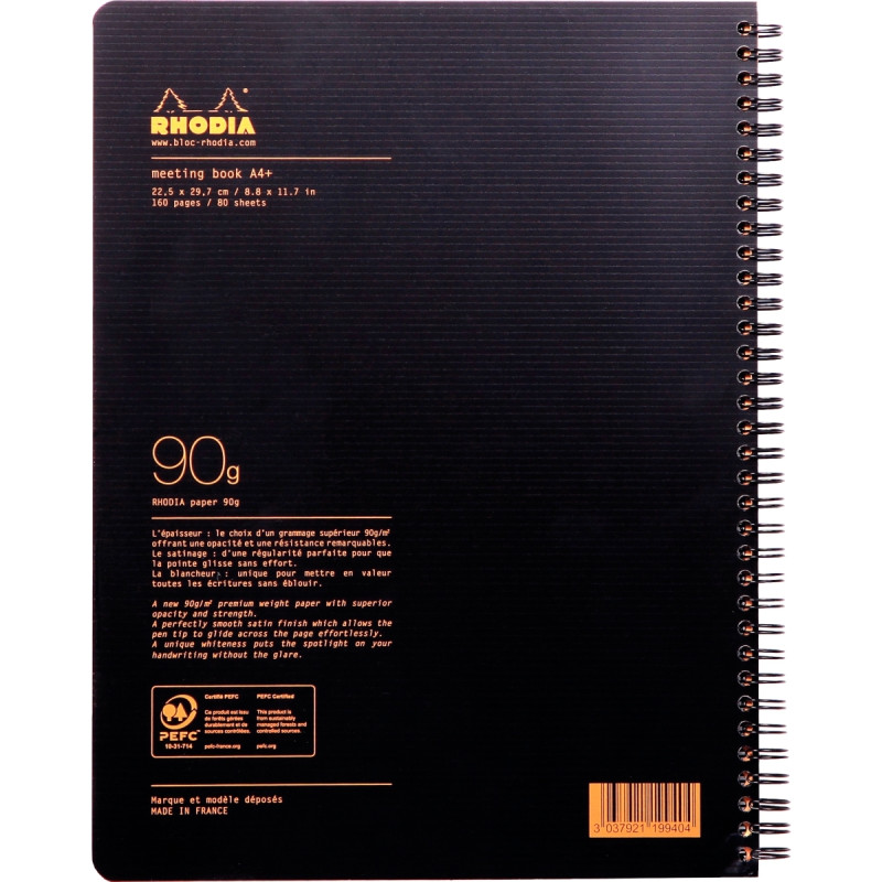 Cahier 160 pages MEETING BOOK RHODIACTIVE, format A4+, couverture en p