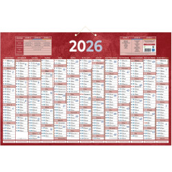 Calendrier annuel 13 mois 43x65cm rouge