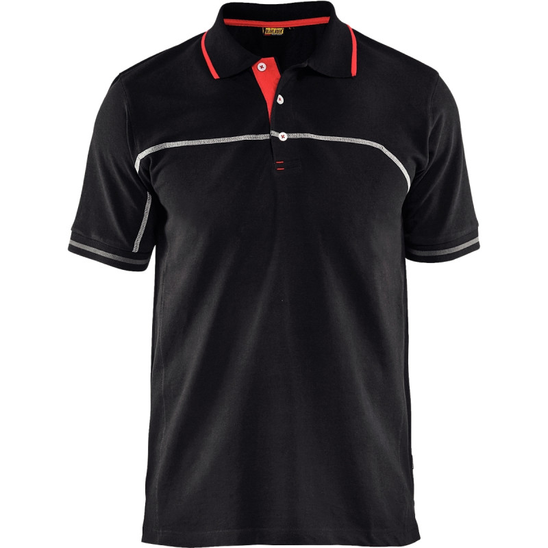 Polo bicolore noir/rouge taille 2XL