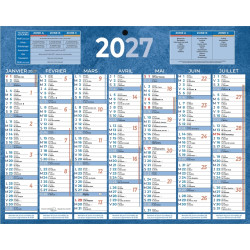 Calendrier semestriel 7 mois par face 21x26,5cm bleu