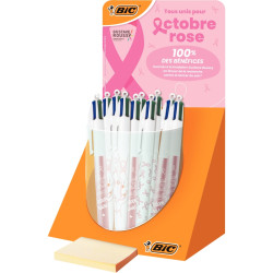 Tubo de 30 stylos bille 4 couleurs octobre rose