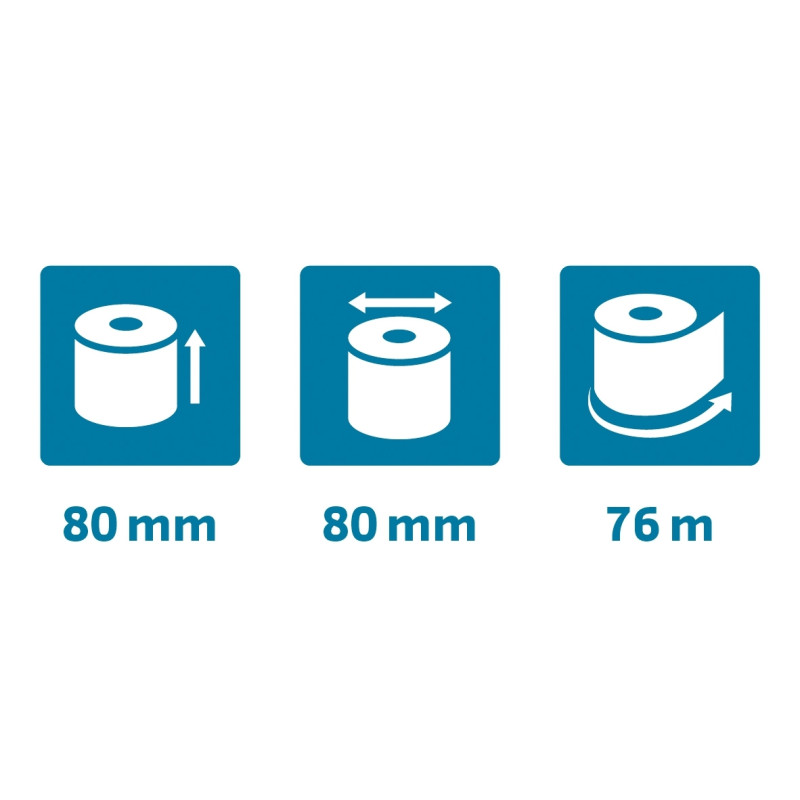 Paquet 10 bobines thermiques 52 grammes format 80x80 mm safe contact