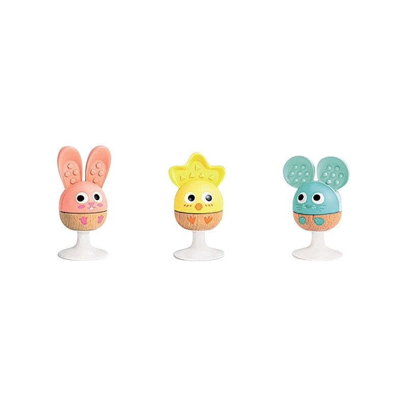 Lot de 3 hochets animaux à ventouse