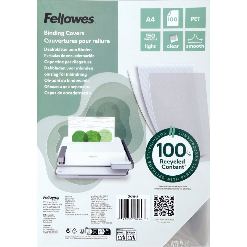 Paquet de 100 couvertures PET lisse incolore épaisseur 15/100ème forma