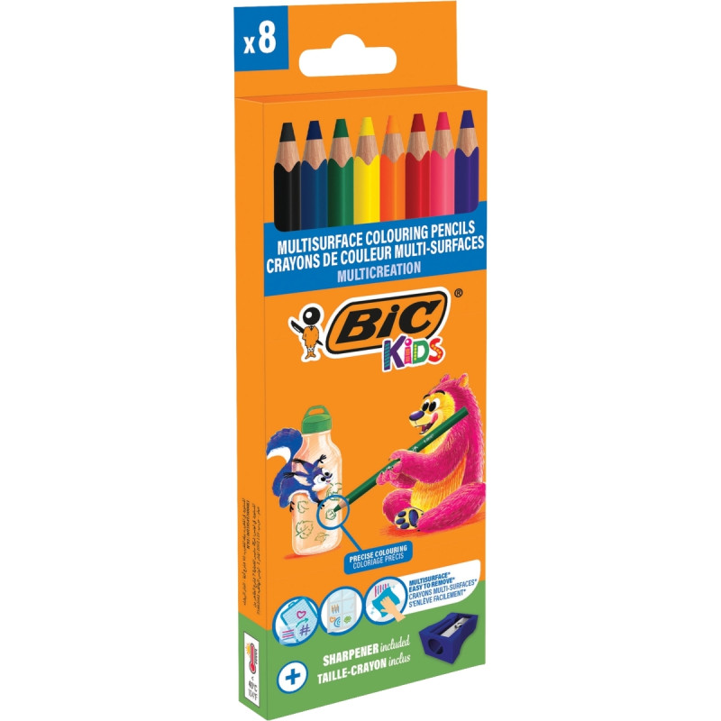 Etui de 8 crayons Multi surface fin assortis