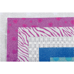 Pochette de 10 feuilles pailletées holographiques adhesives format A4