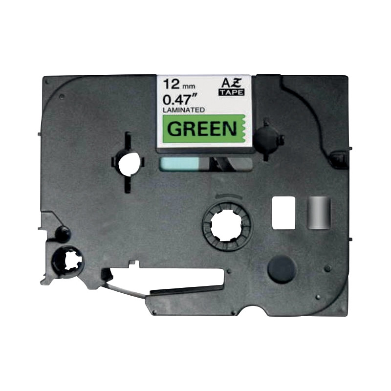Rechage TZE noir sur vert 12mm x 8m compatible
