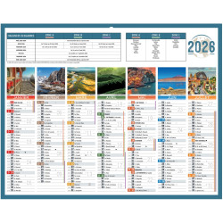 Calendrier semestriel 7 mois par face Planète 21x26,5cm