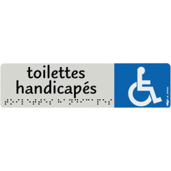 Plaque aluminium de signalisation avec texte en braille "Toilettes Han