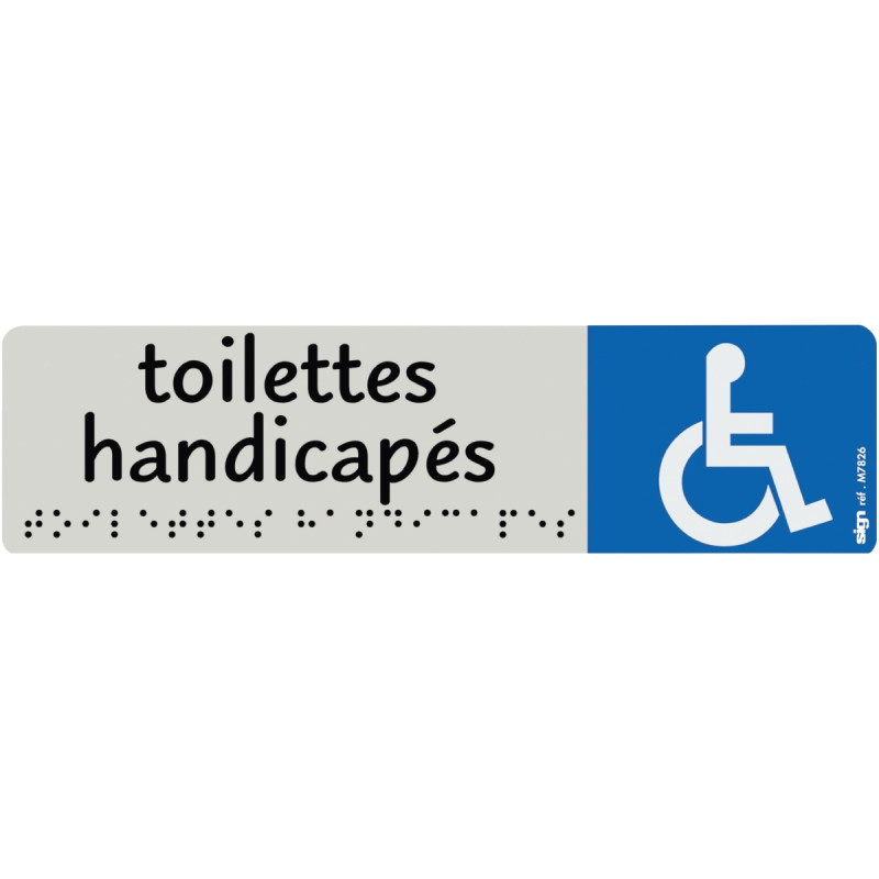Plaque aluminium de signalisation avec texte en braille "Toilettes Han