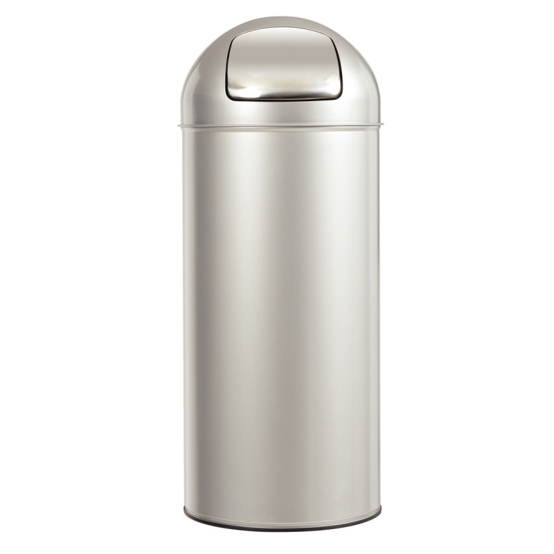 Poubelle à trappe en acier 45L grise
