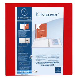 Classeur PP personnalisable Kreacover - 4 anneaux en D 60mm - A4 maxi