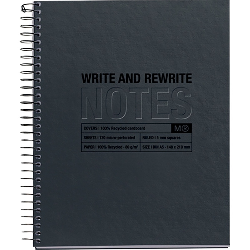 NOTEBOOK MIQUELRIUS format A5, 120 feuilles 80g, quadrillé 5x5, couver