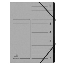 Trieur agrafé avec élastiques intérieur noir 7 compartiments - A4