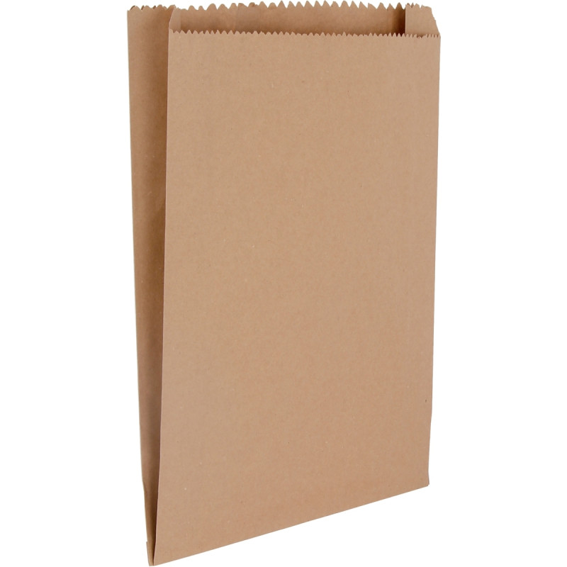 Paquet de 100 sacs kraft Brun 19+6x35 sans poignée