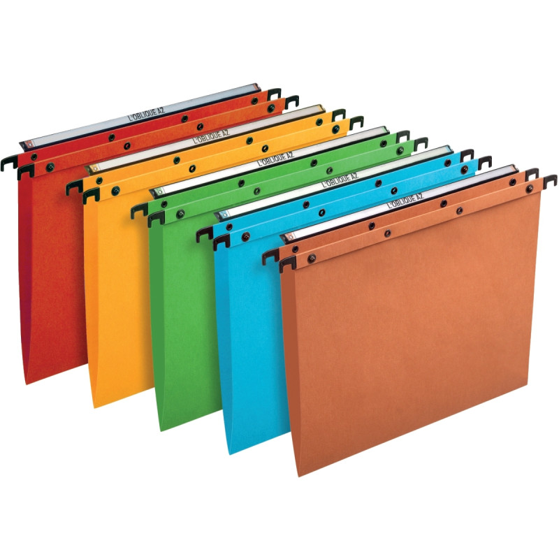 Paquet de 10 dossiers suspendus pour tiroir, dos V, coloris assortis