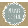 Rouleau de 500 étiquettes célébrations "Plaisir d'offrir" 40x35 mm gri