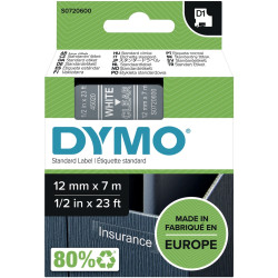 Recharge Dymo D1 12mm x 7m blanc sur transparent