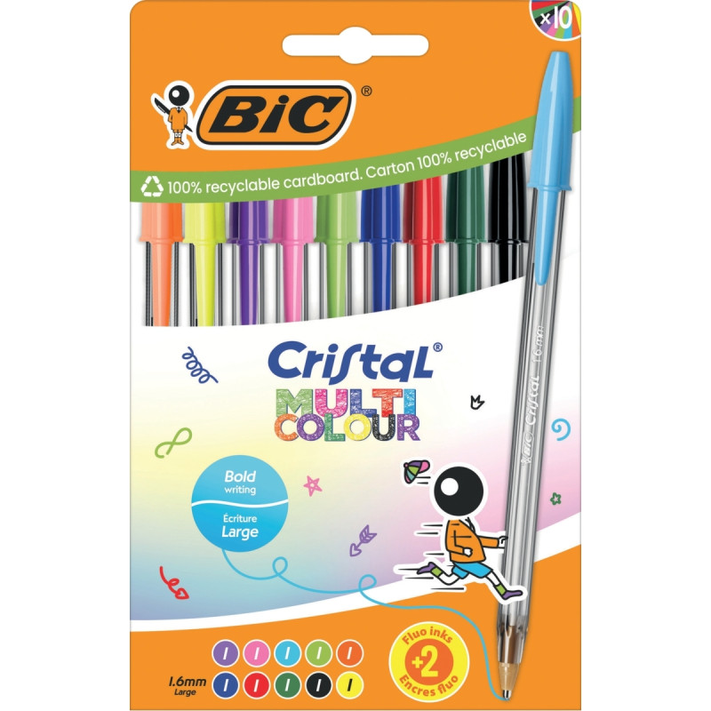 Pochette de 10 stylos bille Multicolour assortis