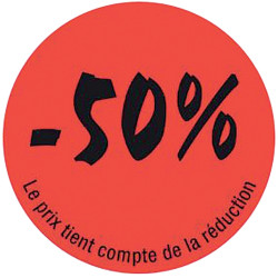 Rouleau de 2000 étiquettes sticker ETA -50% fluo