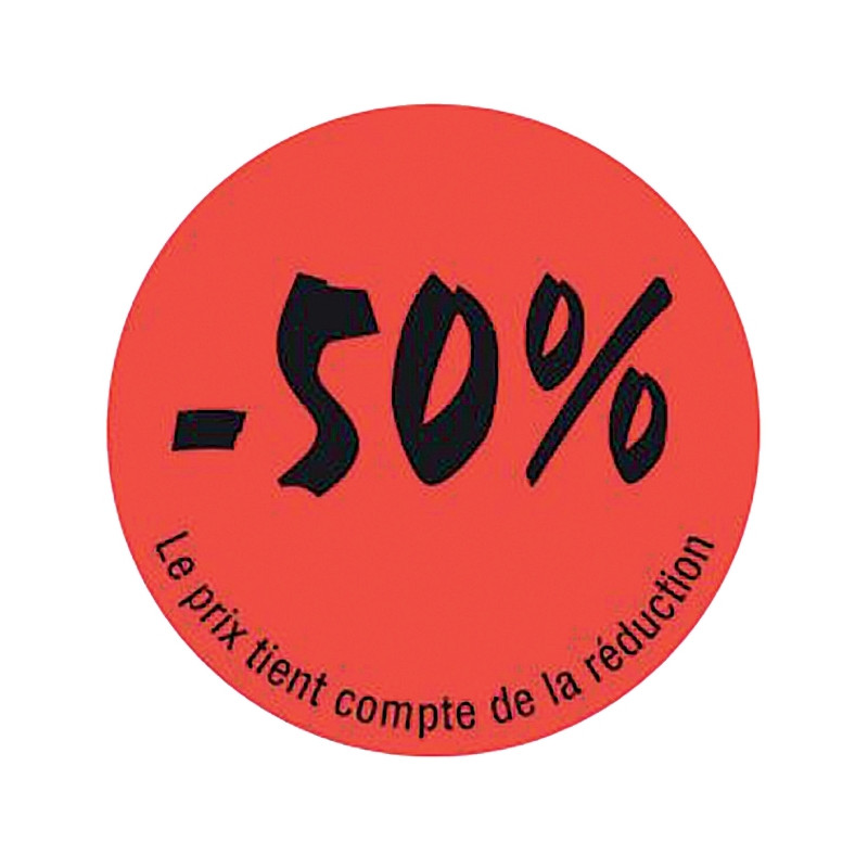Rouleau de 2000 étiquettes sticker ETA -50% fluo