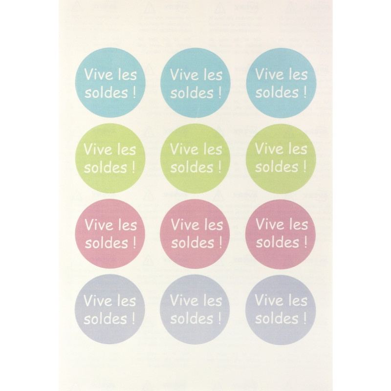 Boîte de 240 étiquettes badges adhésifs ronds Ø51mm blanc