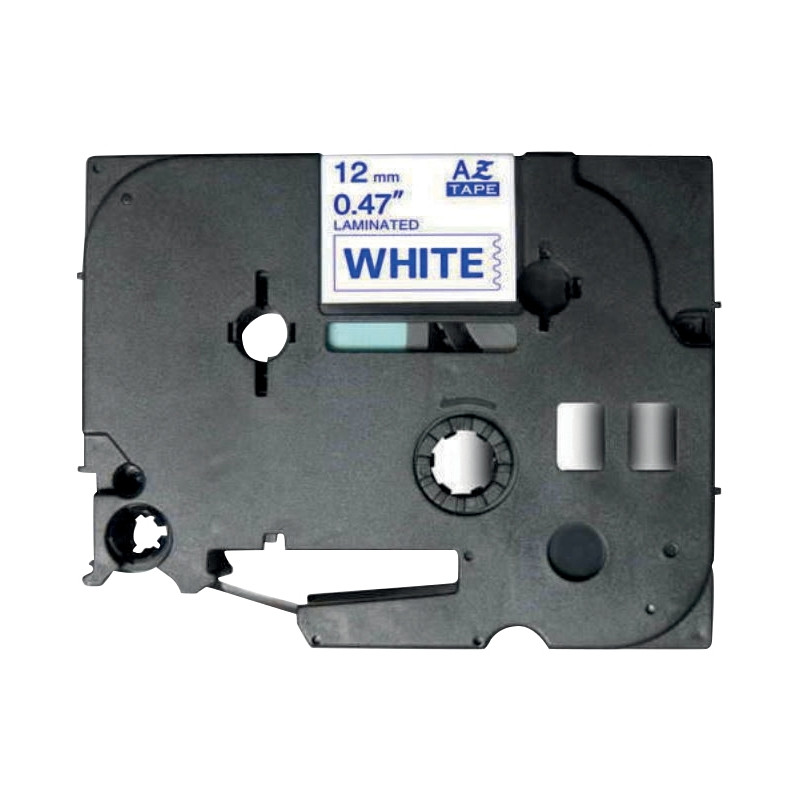 Recharge TZE bleu sur blanc 12 mm x 8 m compatible