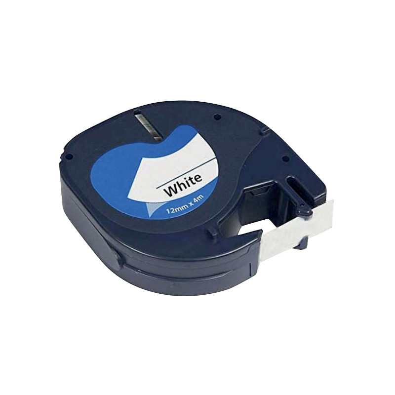 Recharge Dymo letratag noir sur blanc 12 mm x 2 m compatible