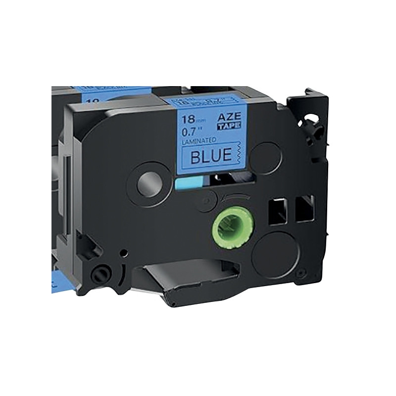 Recharge TZE noir sur bleu 18 mm x 8 m compatible