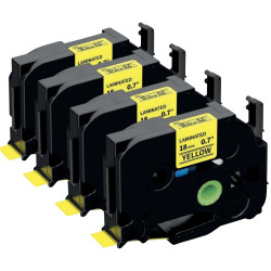Recharge TZE noir sur jaune 18mm x 8 m compatible