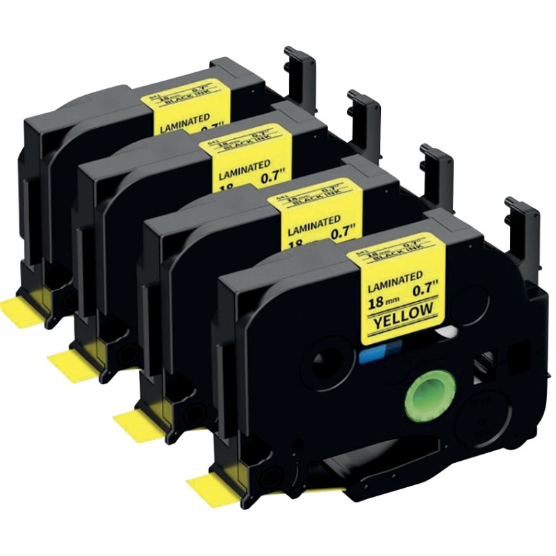 Recharge TZE noir sur jaune 18mm x 8 m compatible