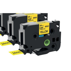Recharge TZE noir sur jaune 24mm compatible