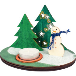 Bougeoir scène de Noël en bois