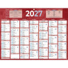 Calendrier semestriel 7 mois par face 32x42cm rouge