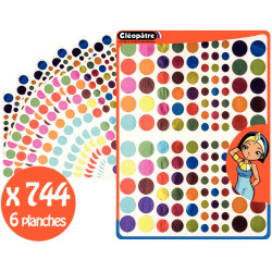 Pochette de 744 gommettes rondes métallisées assorties