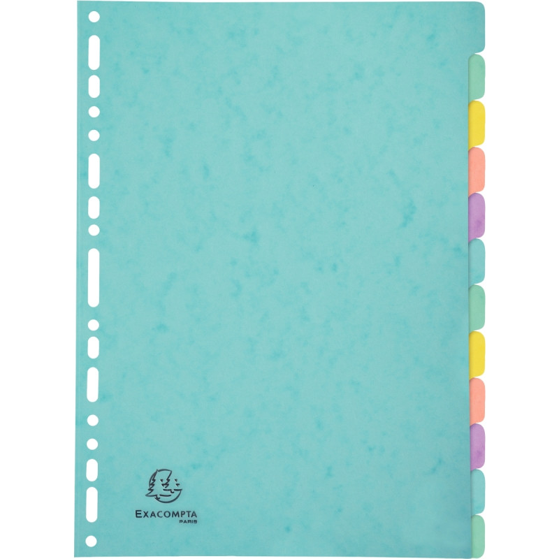 Jeu de 12 intercalaires AQUAREL en carte lustrée 400g pour format A4