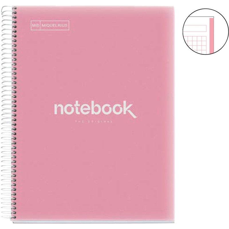 NOTEBOOK MIQUELRIUS format A4, 80 feuilles 90g, quadrillé 5x5, couvert
