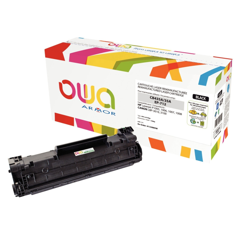 OWA cartouche laser noire remanufacturée compatible HP 35A (CB435A)