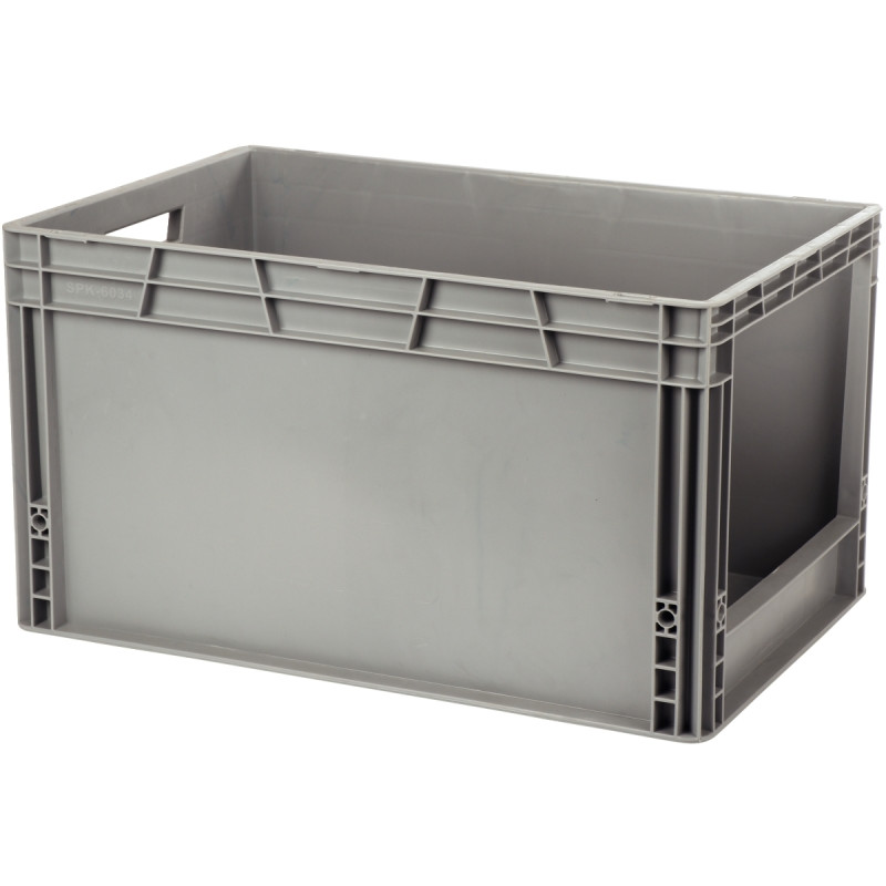 Bac de manutention avec ouverture 65L 60x40x34cm gris clair