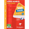 Copies doubles perforées 500 pages 90g, format A4, seyès blanc