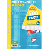 Feuillets mobiles 500 pages 90g, format A4, seyès blanc