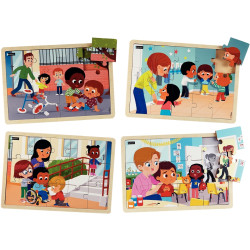 Lot de 4 puzzles, je prends soin des autres