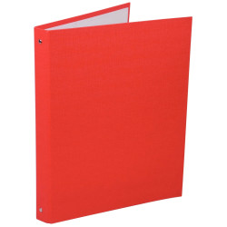 Classeur 4 anneaux en carton plastifié, format A4+, dos 2 cm, rouge