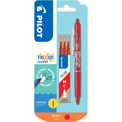 Blister de 1 roller Frixion clicker rouge + 3 recharges rouges