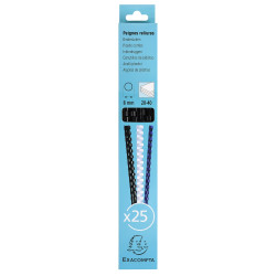 Boite 25 reliures spirales plastique 8mm