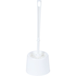 Porte-brosse et brosse WC en plastique blanc