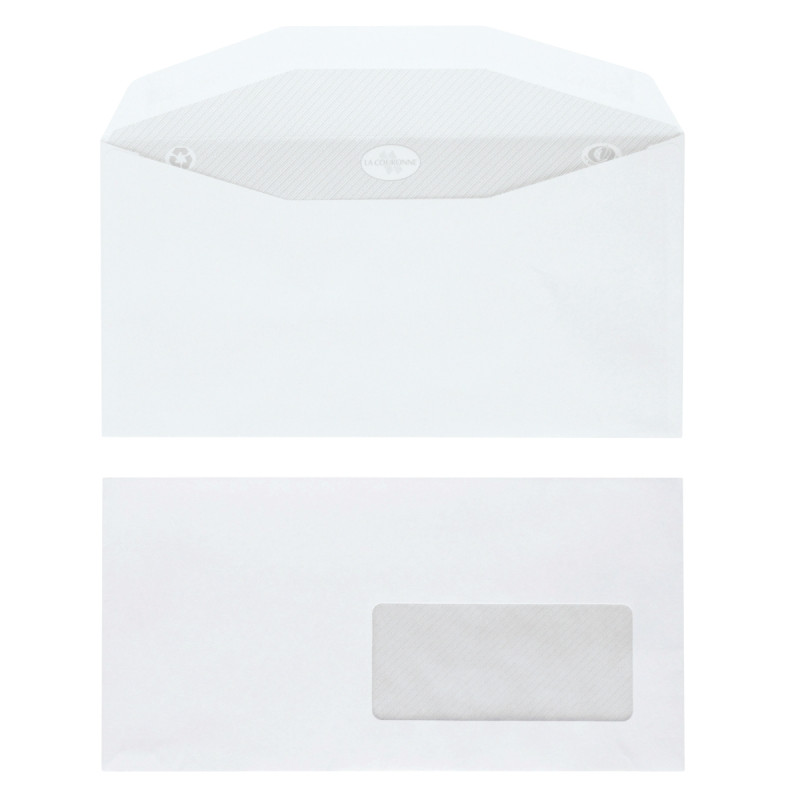 Boite de 1000 enveloppes blanches 115x225mm 80g mécanisables fenêtre 4
