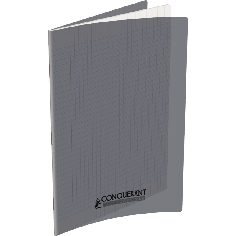 Piqûre 96 pages CONQUERANT, A4, seyès, couv PP gris