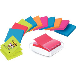 Lot de 12 bloc de 90 feuille z-note post-it super sticky 76x76mm color